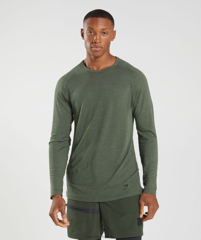 Retake brezšivna majica z dolgimi rokavi moškiGymshark jedro olive J00L2647