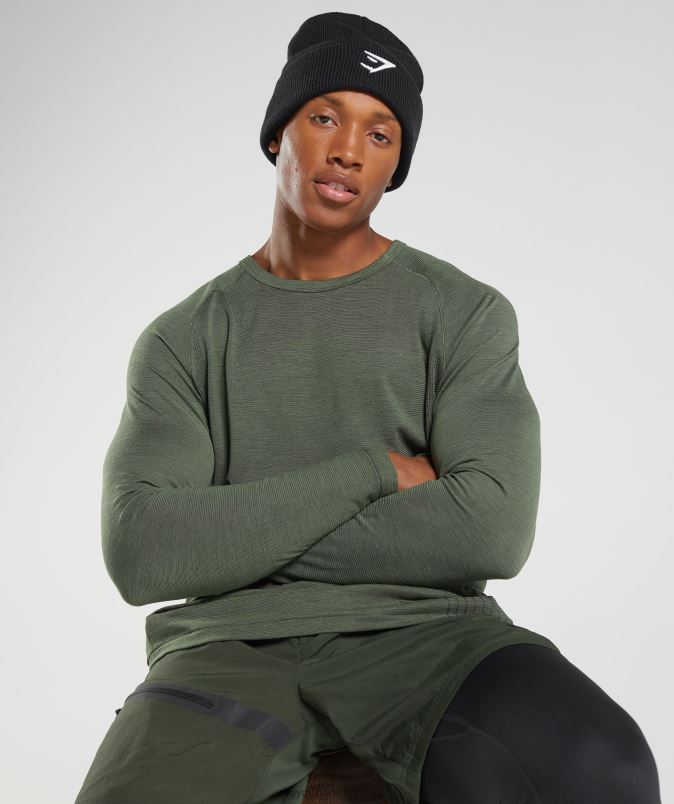 Retake brezšivna majica z dolgimi rokavi moškiGymshark jedro olive J00L2647