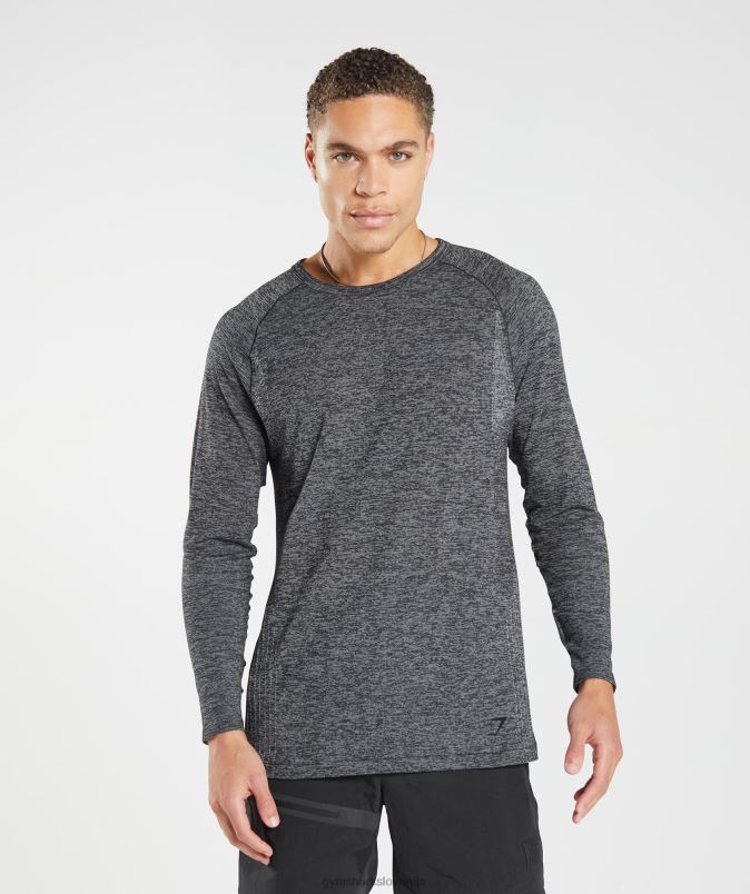 Retake brezšivna majica z dolgimi rokavi moškiGymshark črni/beli lapor J00L2632