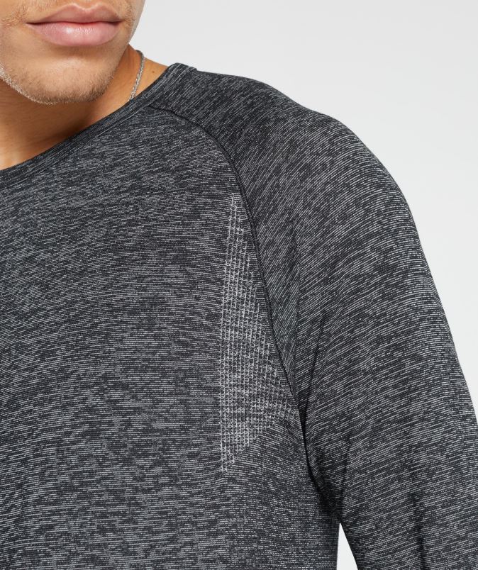 Retake brezšivna majica z dolgimi rokavi moškiGymshark črni/beli lapor J00L2632