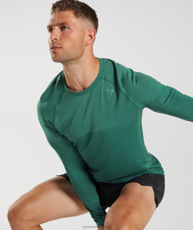 apex brezšivna majica z dolgimi rokavi moškiGymshark gozdno zelena/hoya zelena J00L2699