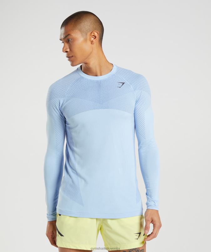 apex brezšivna majica z dolgimi rokavi moškiGymshark laneno modra/dvorno modra J00L2750