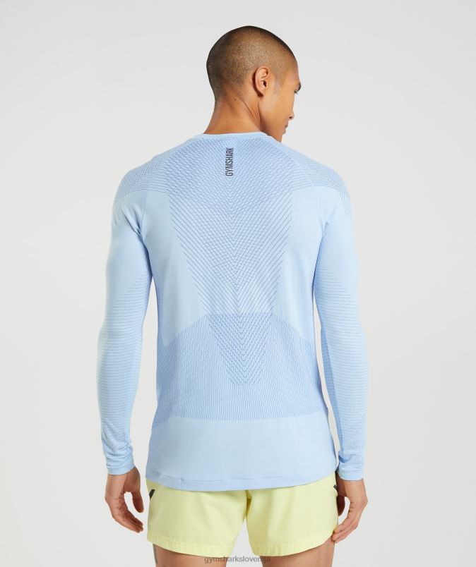 apex brezšivna majica z dolgimi rokavi moškiGymshark laneno modra/dvorno modra J00L2750