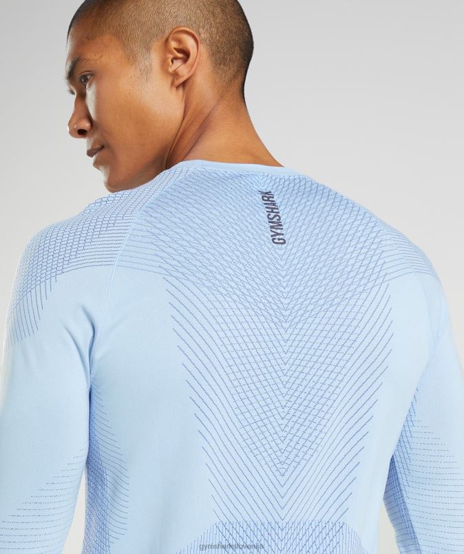 apex brezšivna majica z dolgimi rokavi moškiGymshark laneno modra/dvorno modra J00L2750