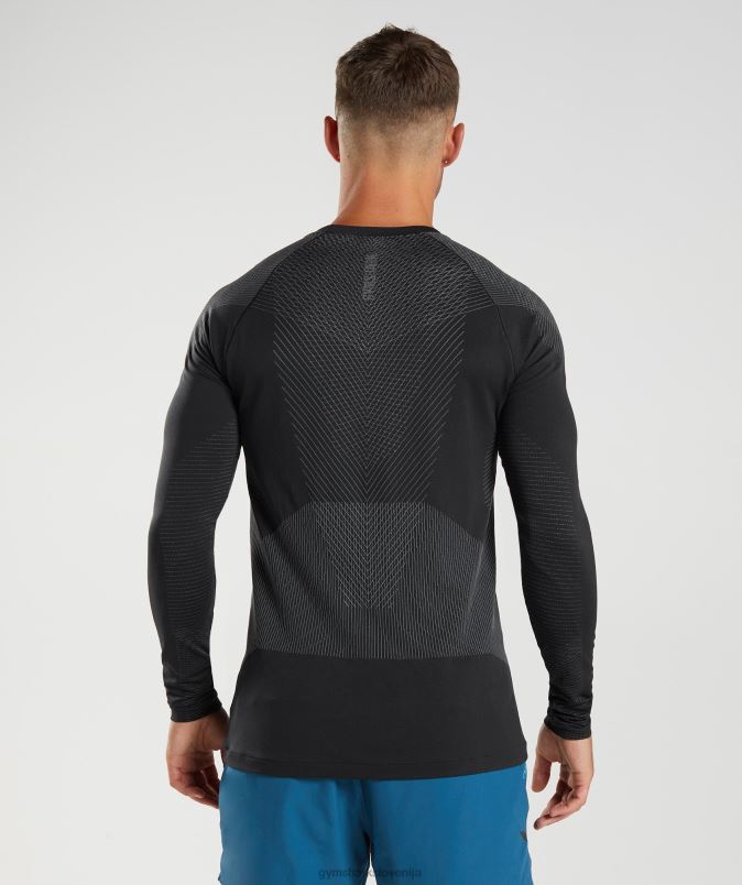 apex brezšivna majica z dolgimi rokavi moškiGymshark črna/silhueta siva J00L2764