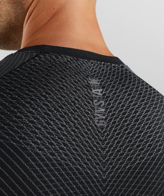 apex brezšivna majica z dolgimi rokavi moškiGymshark črna/silhueta siva J00L2764