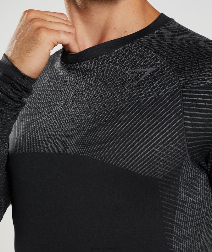 apex brezšivna majica z dolgimi rokavi moškiGymshark črna/silhueta siva J00L2764