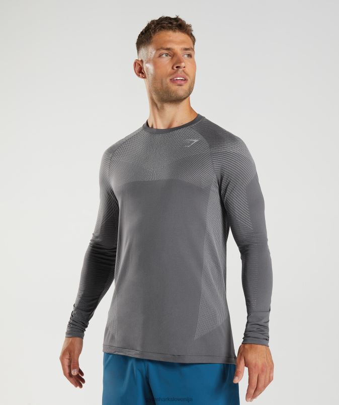 apex brezšivna majica z dolgimi rokavi moškiGymshark silhueta siva/dimno siva J00L2630