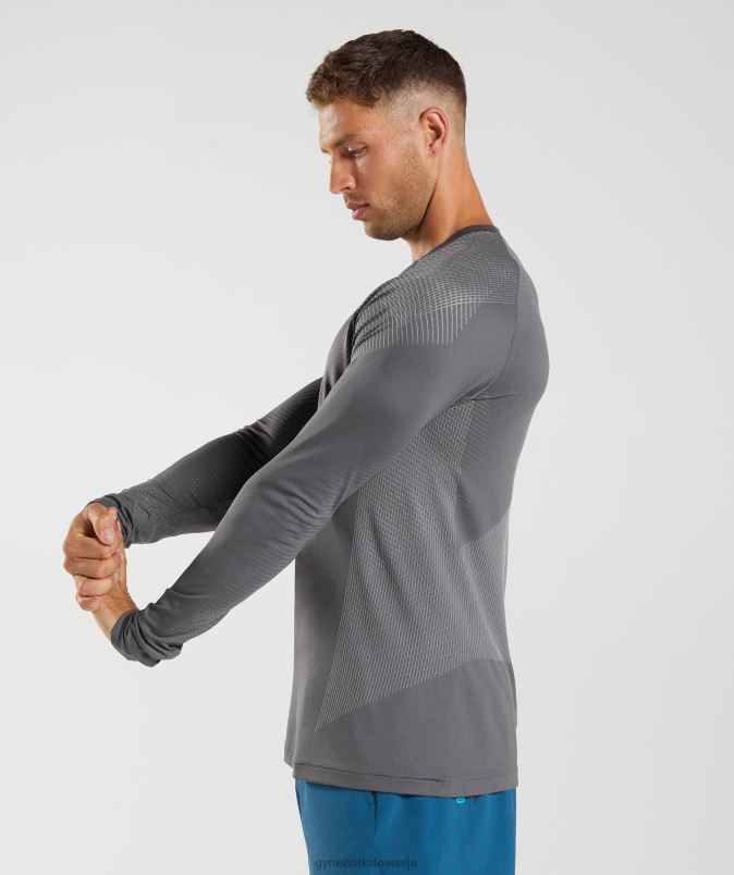 apex brezšivna majica z dolgimi rokavi moškiGymshark silhueta siva/dimno siva J00L2630