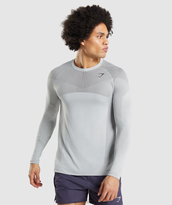 apex brezšivna majica z dolgimi rokavi moškiGymshark svetlo siva/oniks siva J00L2720