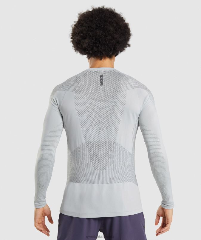 apex brezšivna majica z dolgimi rokavi moškiGymshark svetlo siva/oniks siva J00L2720