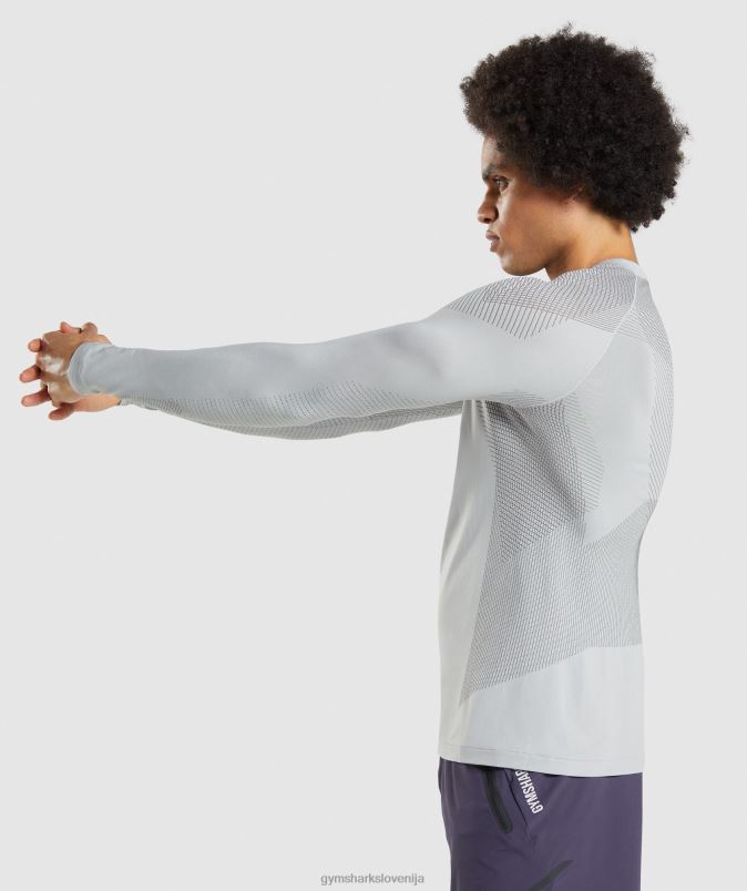 apex brezšivna majica z dolgimi rokavi moškiGymshark svetlo siva/oniks siva J00L2720