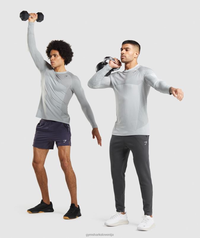 apex brezšivna majica z dolgimi rokavi moškiGymshark svetlo siva/oniks siva J00L2720