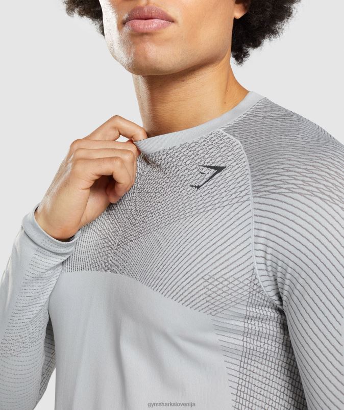 apex brezšivna majica z dolgimi rokavi moškiGymshark svetlo siva/oniks siva J00L2720