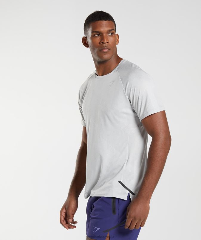 apex majica s kratkimi rokavi moškiGymshark svetlo siva/bela J00L2592