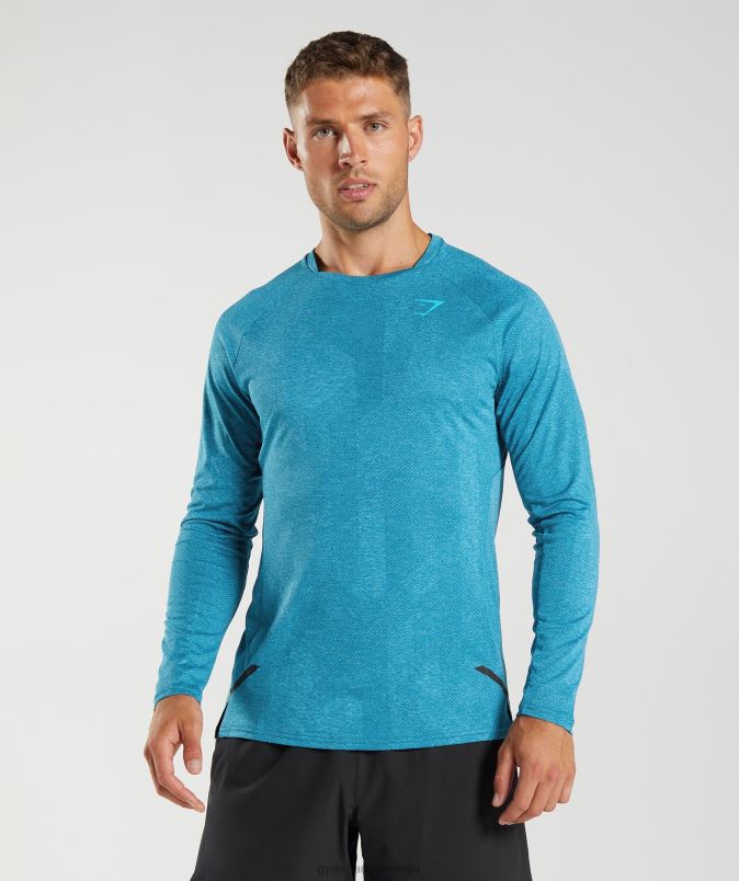 apex majica z dolgimi rokavi moškiGymshark atlantska modra/modra morskega psa J00L2672