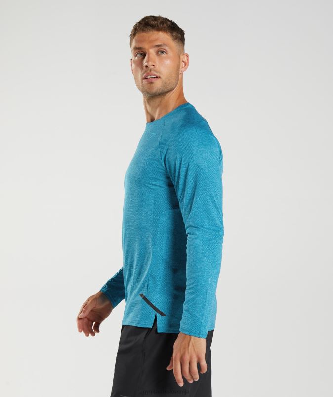 apex majica z dolgimi rokavi moškiGymshark atlantska modra/modra morskega psa J00L2672
