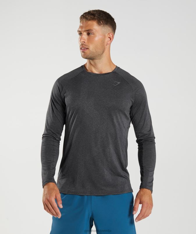 apex majica z dolgimi rokavi moškiGymshark črna/silhueta siva J00L2653