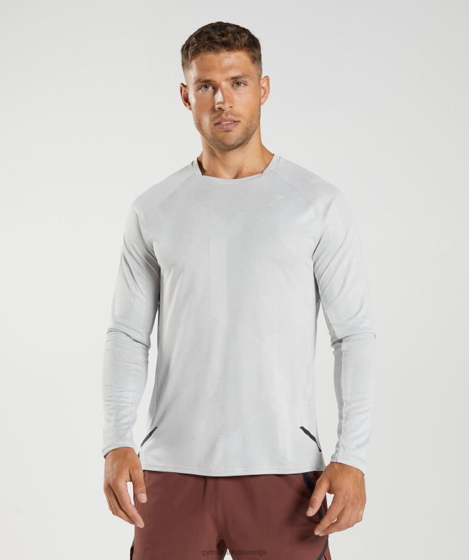 apex majica z dolgimi rokavi moškiGymshark svetlo siva/bela J00L2613