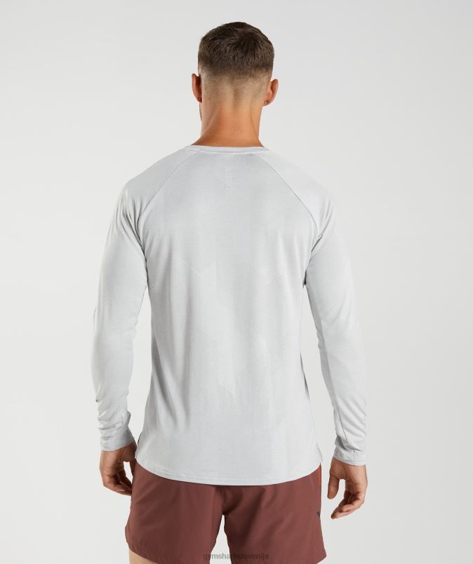 apex majica z dolgimi rokavi moškiGymshark svetlo siva/bela J00L2613