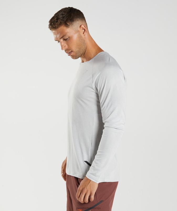 apex majica z dolgimi rokavi moškiGymshark svetlo siva/bela J00L2613