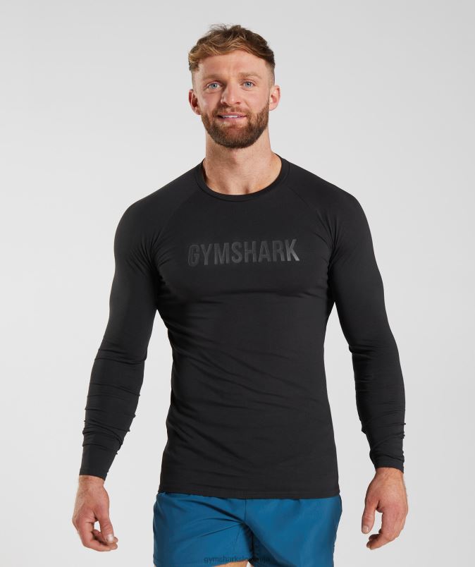 apollo majica z dolgimi rokavi moškiGymshark Črna J00L2731