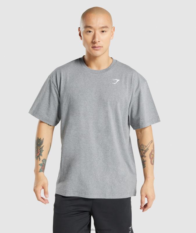 bistvena prevelika majica moškiGymshark ogljeno sivi lapor J00L2620
