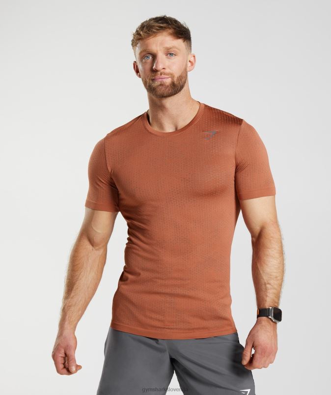 brezšivna športna majica s kratkimi rokavi moškiGymshark kaki rdeča/toplo rjava J00L2721