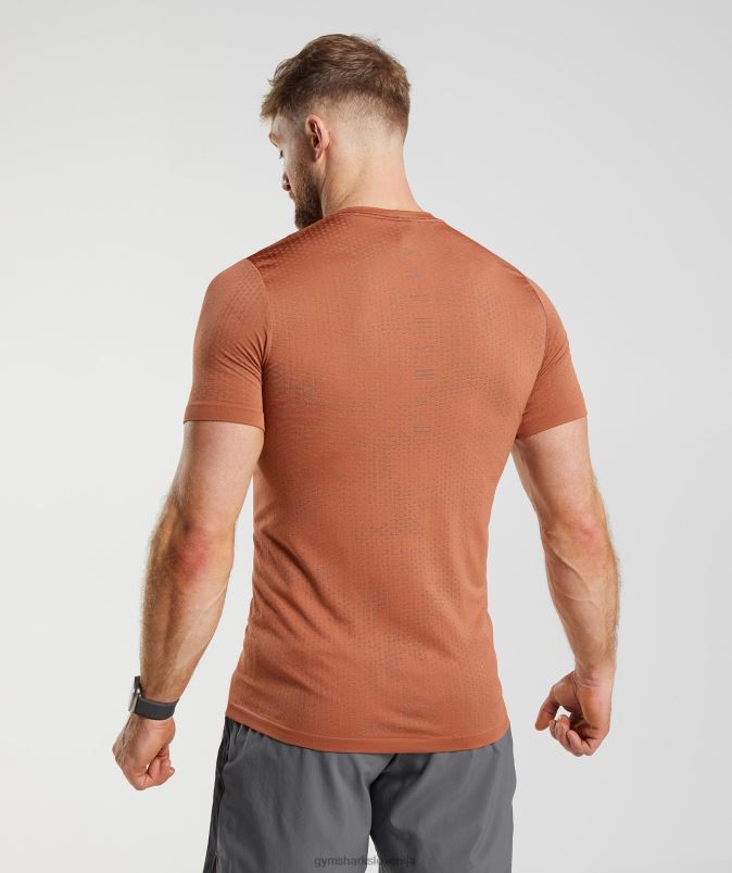 brezšivna športna majica s kratkimi rokavi moškiGymshark kaki rdeča/toplo rjava J00L2721