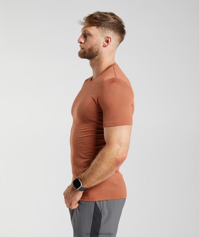 brezšivna športna majica s kratkimi rokavi moškiGymshark kaki rdeča/toplo rjava J00L2721
