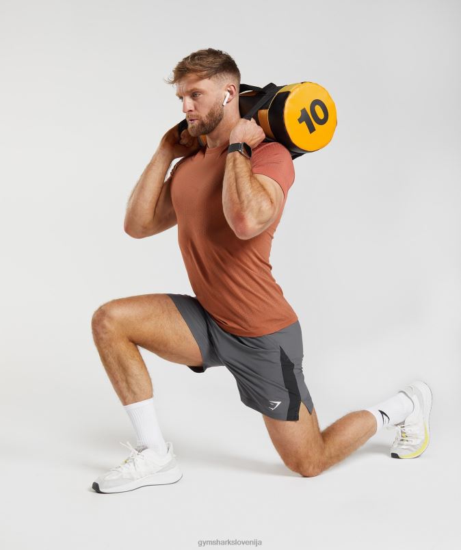 brezšivna športna majica s kratkimi rokavi moškiGymshark kaki rdeča/toplo rjava J00L2721