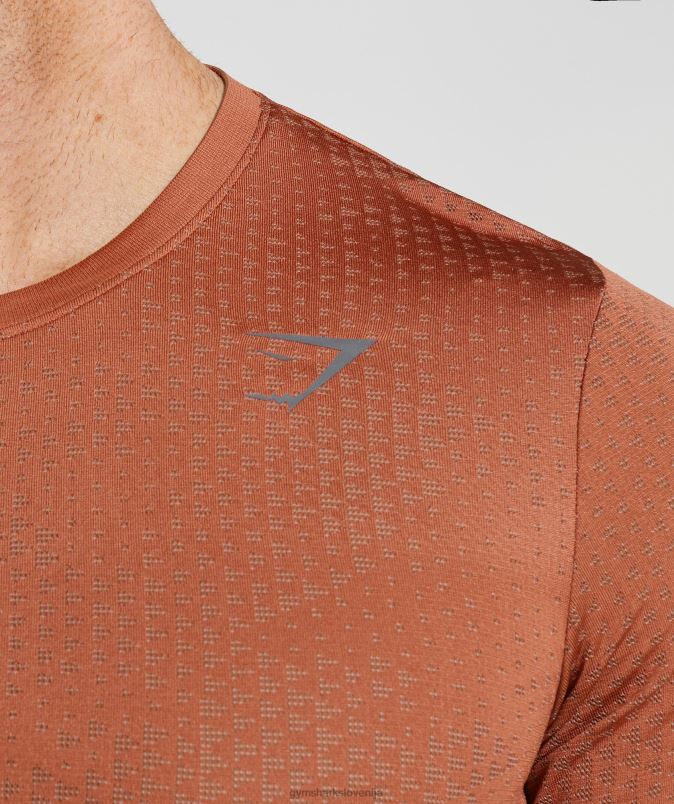 brezšivna športna majica s kratkimi rokavi moškiGymshark kaki rdeča/toplo rjava J00L2721