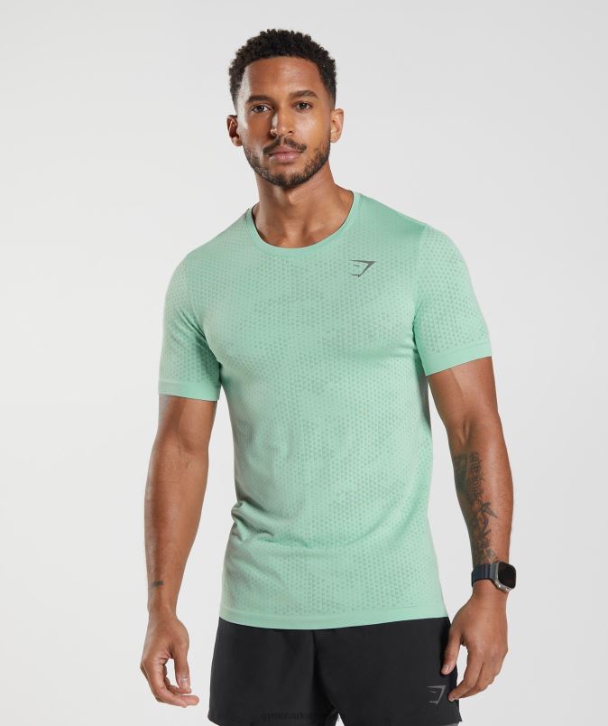 brezšivna športna majica s kratkimi rokavi moškiGymshark pastelno zelena/zelena vrbe J00L2715