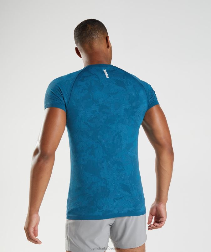 geo brezšivna majica s kratkimi rokavi moškiGymshark atlantska modra/modra morskega psa J00L2640