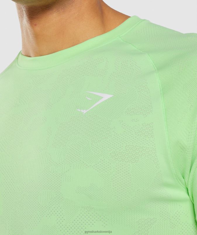 geo brezšivna majica s kratkimi rokavi moškiGymshark bali zelena/bela J00L2650