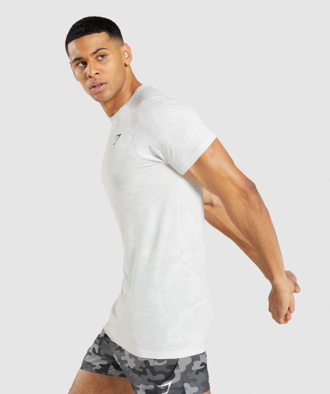 geo brezšivna majica s kratkimi rokavi moškiGymshark bela/svetlo siva J00L2577