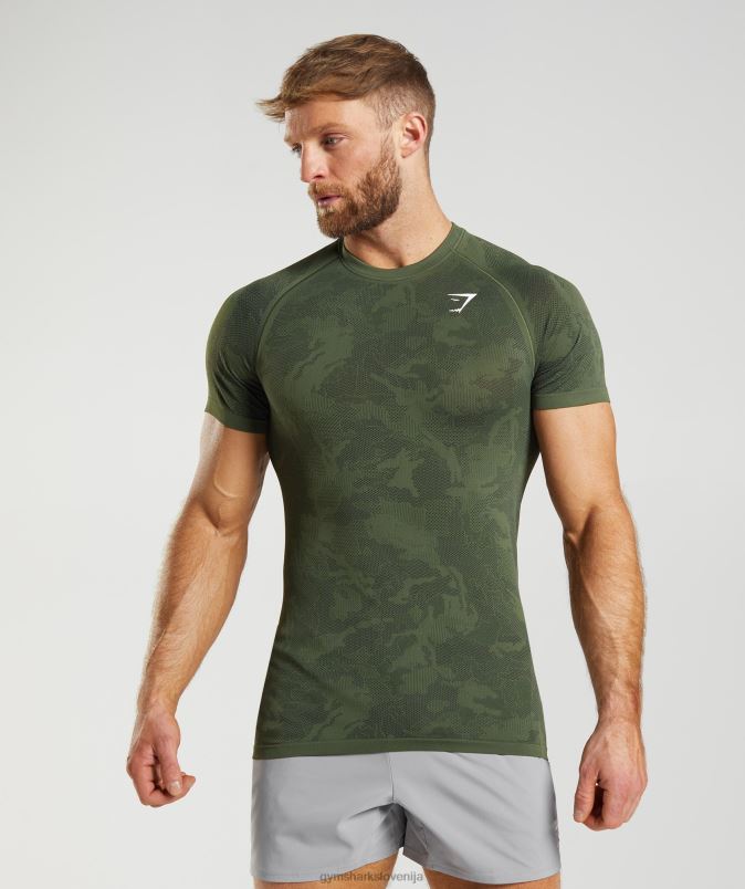 geo brezšivna majica s kratkimi rokavi moškiGymshark jedro olivno/črno J00L2645