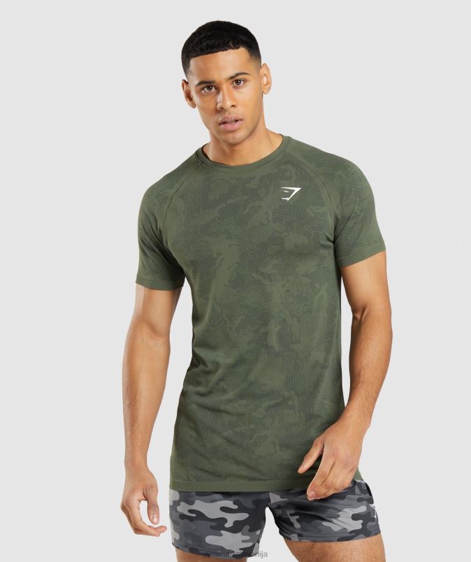 geo brezšivna majica s kratkimi rokavi moškiGymshark jedro olivno/črno J00L2658