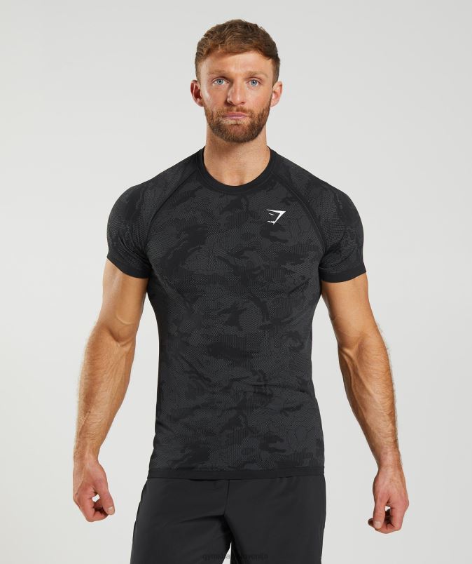geo brezšivna majica s kratkimi rokavi moškiGymshark črna/ogljeno siva J00L2575