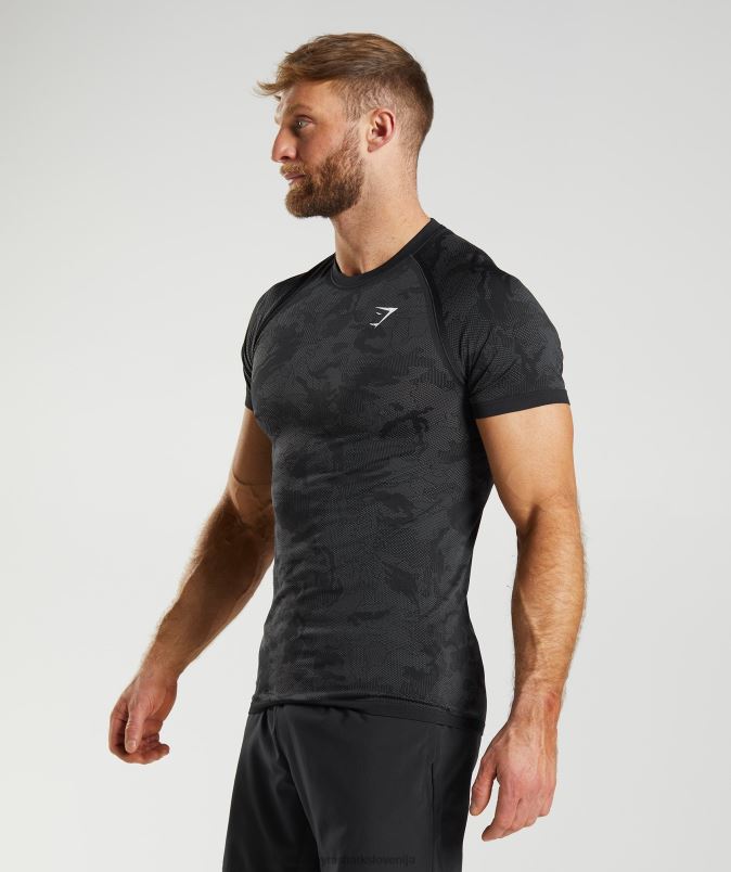 geo brezšivna majica s kratkimi rokavi moškiGymshark črna/ogljeno siva J00L2575