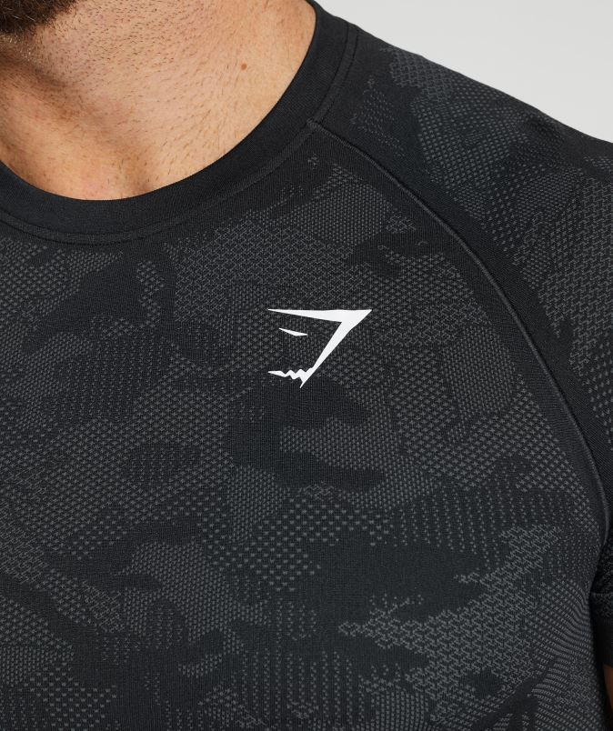 geo brezšivna majica s kratkimi rokavi moškiGymshark črna/ogljeno siva J00L2575