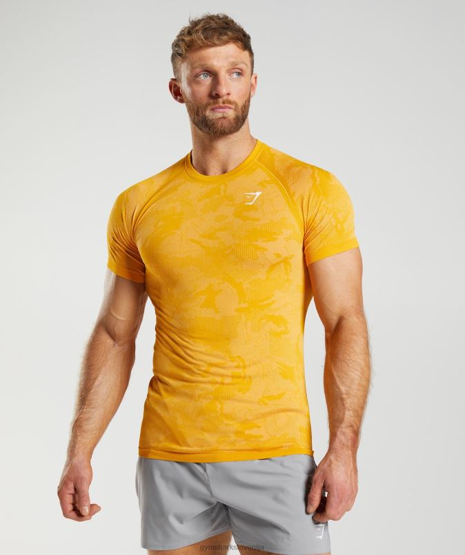 geo brezšivna majica s kratkimi rokavi moškiGymshark sončno rumena/bela J00L2736