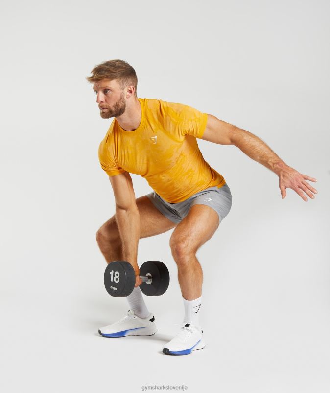 geo brezšivna majica s kratkimi rokavi moškiGymshark sončno rumena/bela J00L2736