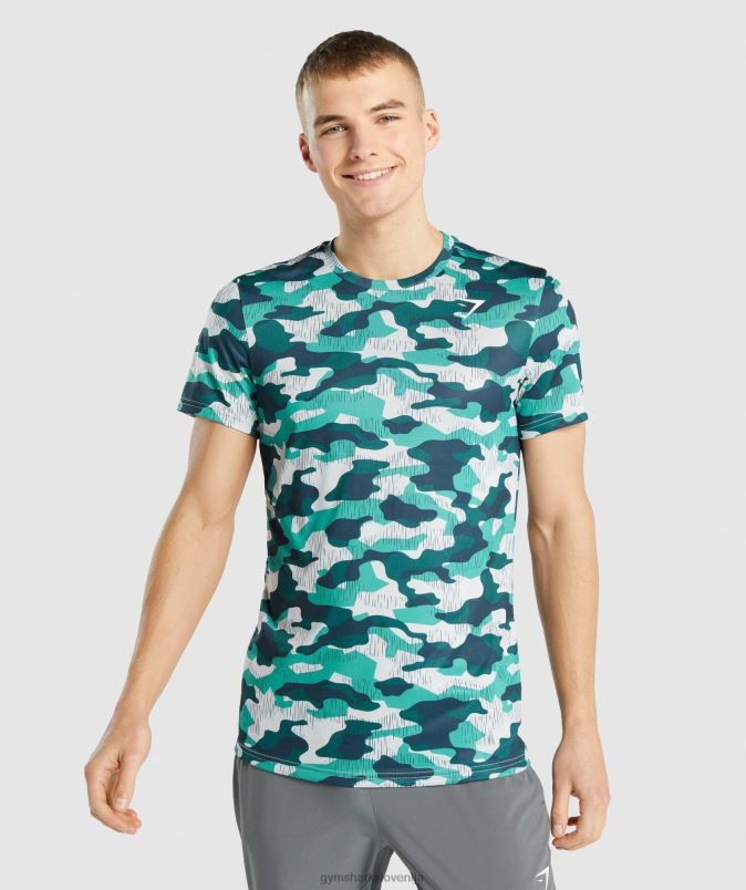 majica ob prihodu moškiGymshark teal tisk J00L2686
