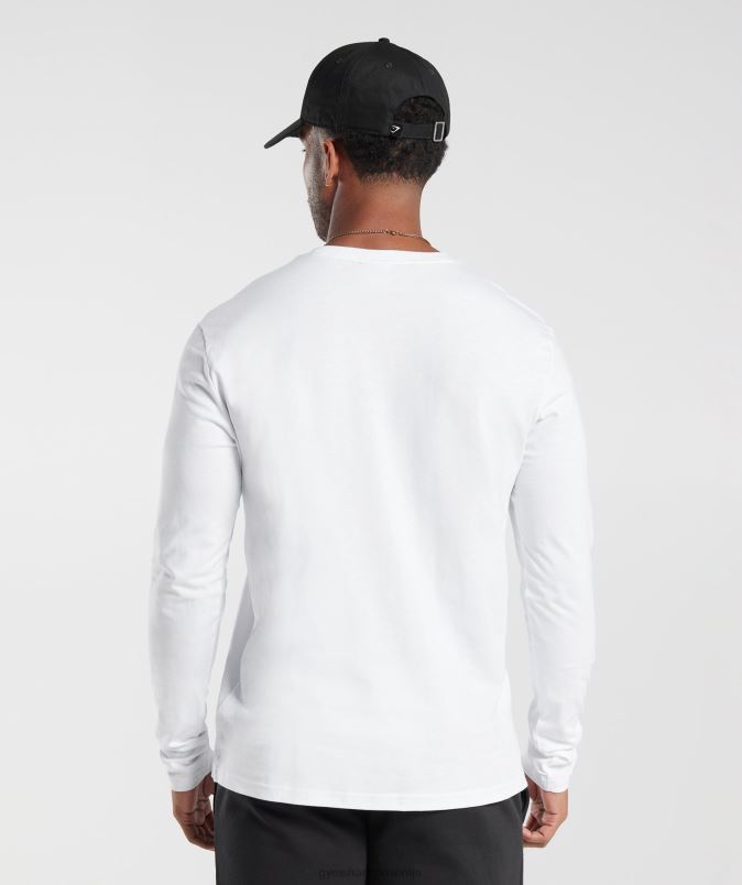 majica z dolgimi rokavi z grbom moškiGymshark bela J00L2585