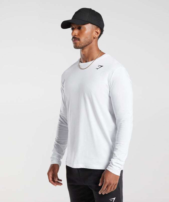 majica z dolgimi rokavi z grbom moškiGymshark bela J00L2585