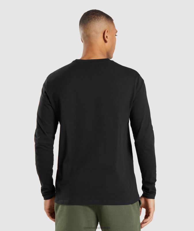 majica z dolgimi rokavi z grbom moškiGymshark Črna J00L2579