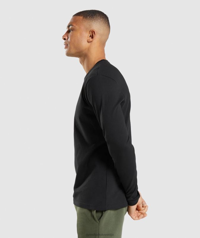 majica z dolgimi rokavi z grbom moškiGymshark Črna J00L2579
