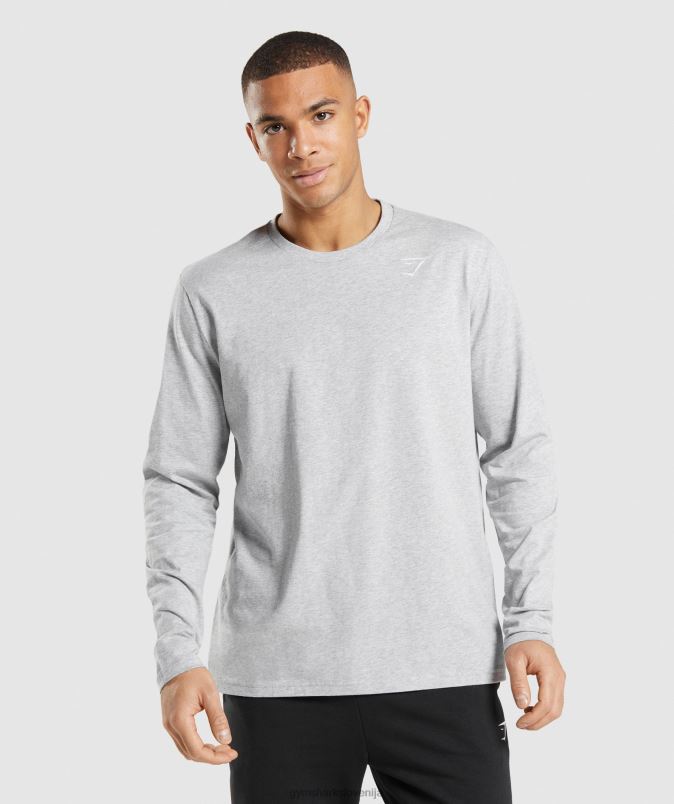 majica z dolgimi rokavi z grbom moškiGymshark svetlo sivi jedrni lapor J00L2727