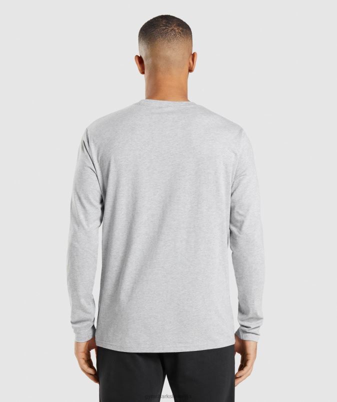 majica z dolgimi rokavi z grbom moškiGymshark svetlo sivi lapor J00L2610
